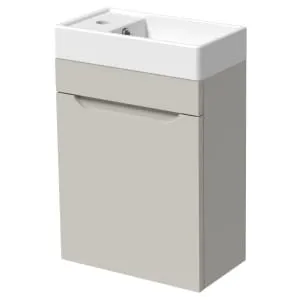Wickes Malmo Light Grey Cloakroom Wall Hung J Pull Vanity Unit & Basin - 580 x 400mm