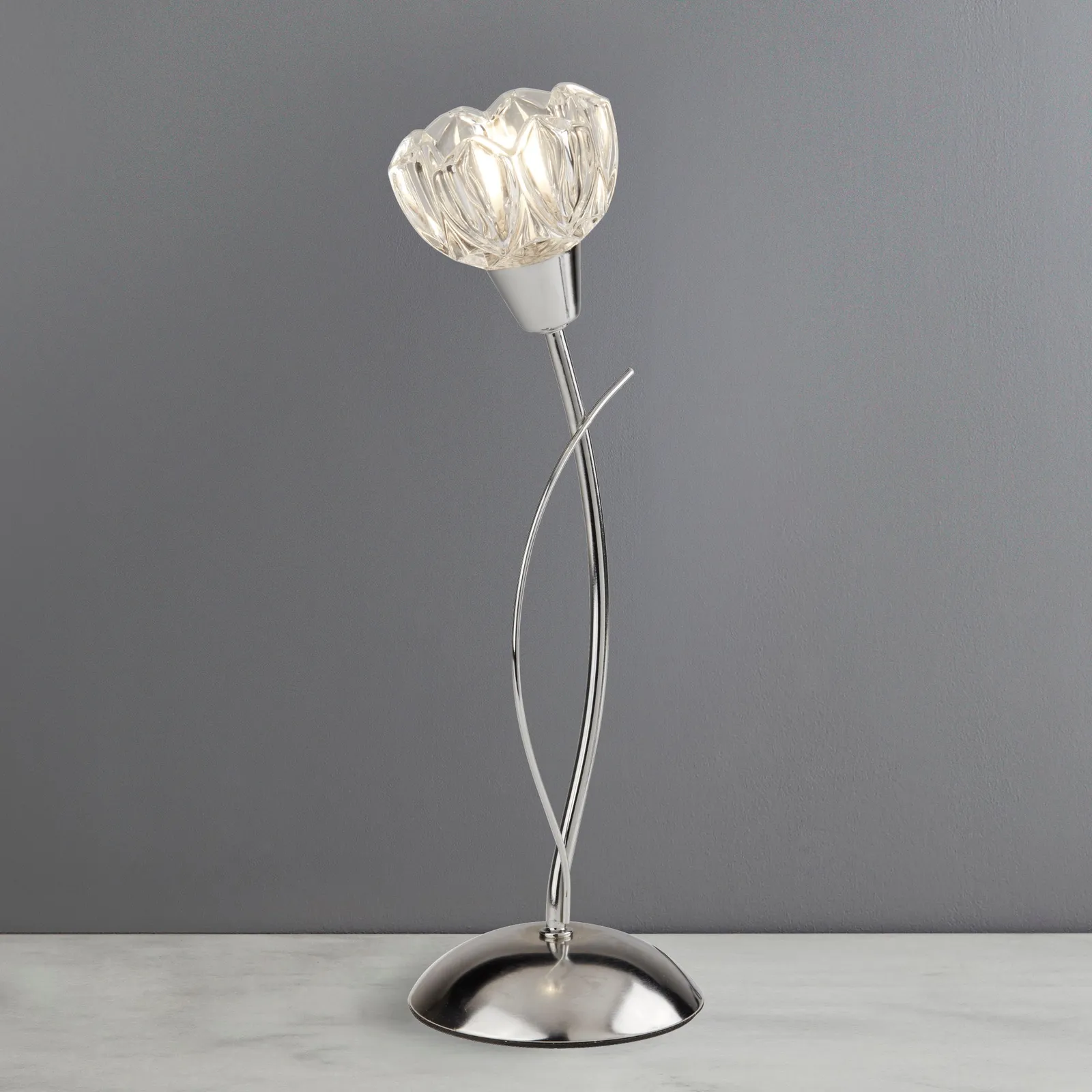 Ceccano Flower Glass Table Lamp Clear and Chrome