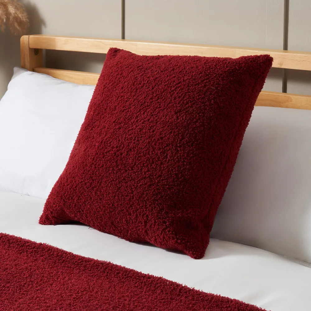 Really Soft Teddy Bear Fleece Cushion, Merlot 1