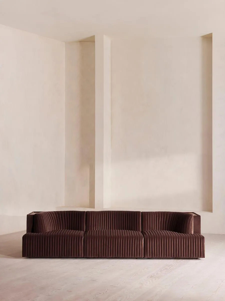 Hamish Modular Sofa, Four Seater, Velvet, Aubergine