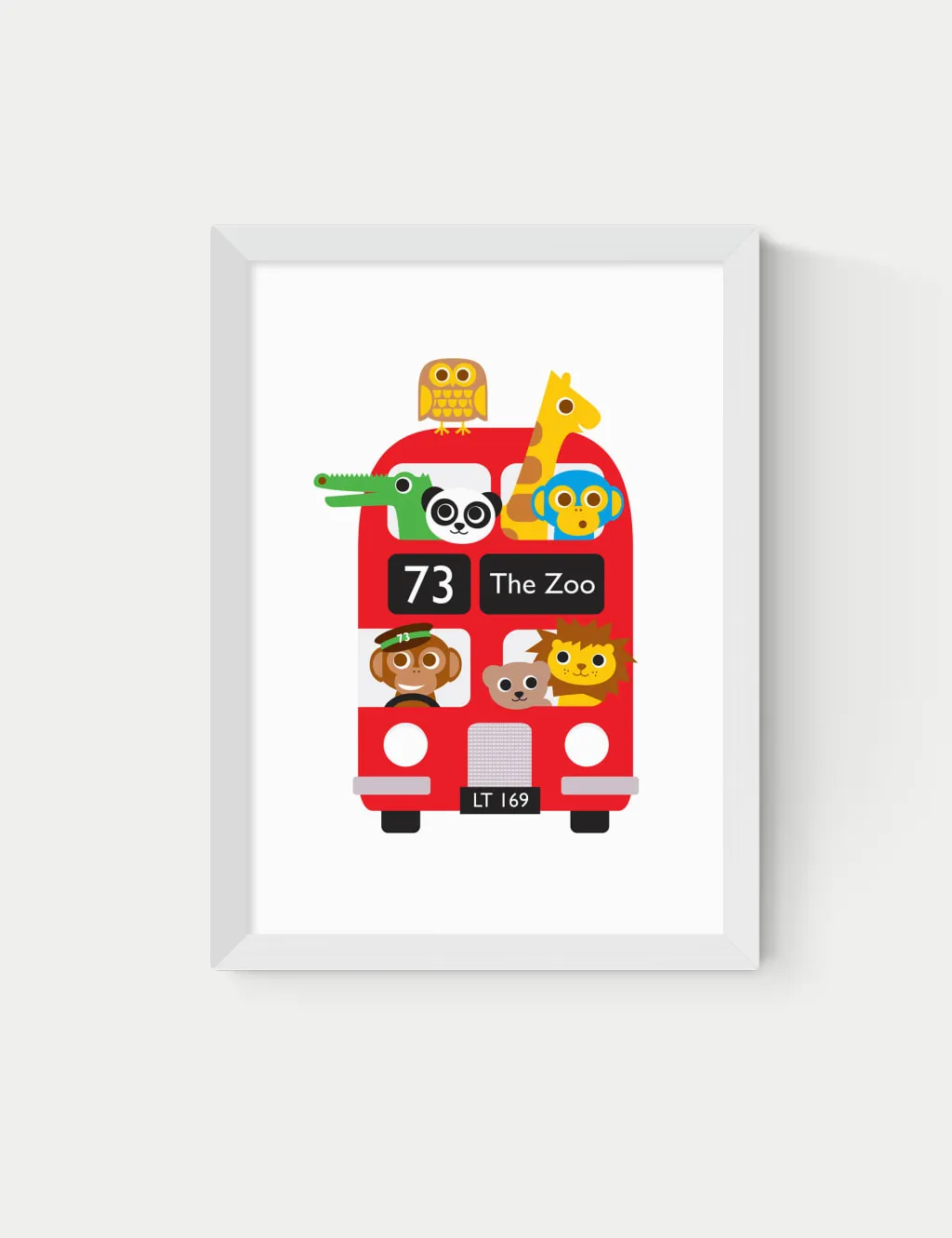 East End Prints London Bus Zoo Framed Art White
