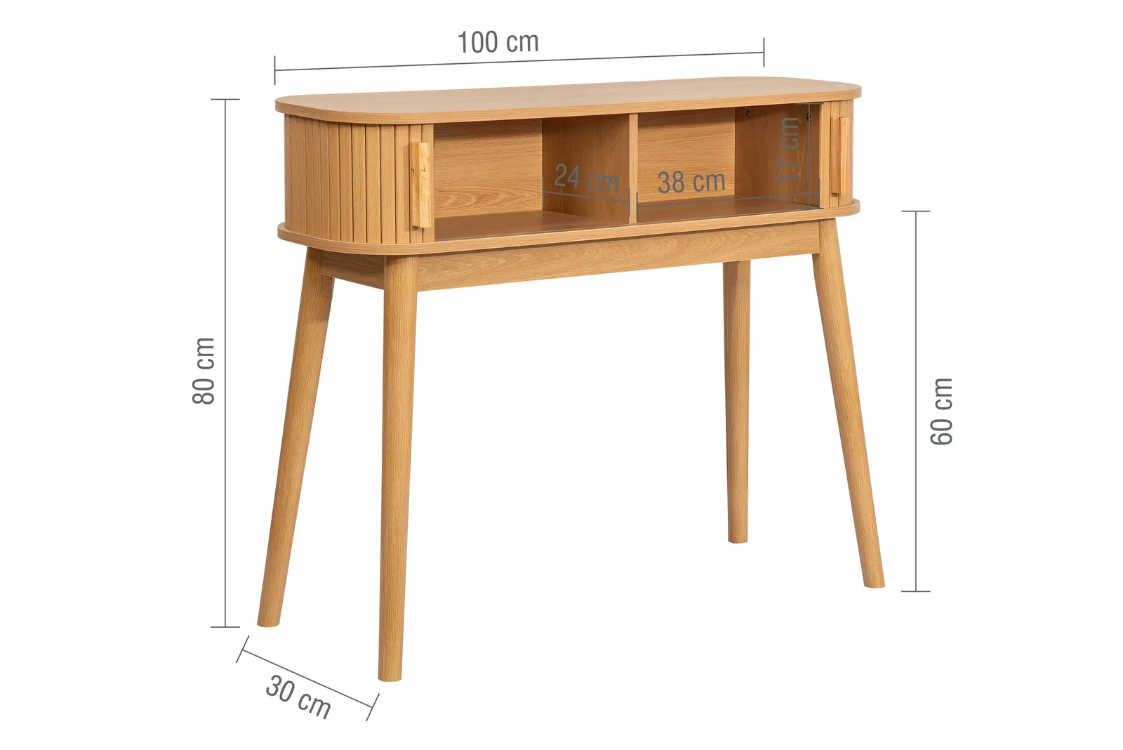 Birlea Fluted Console Table Axel in Brown 6