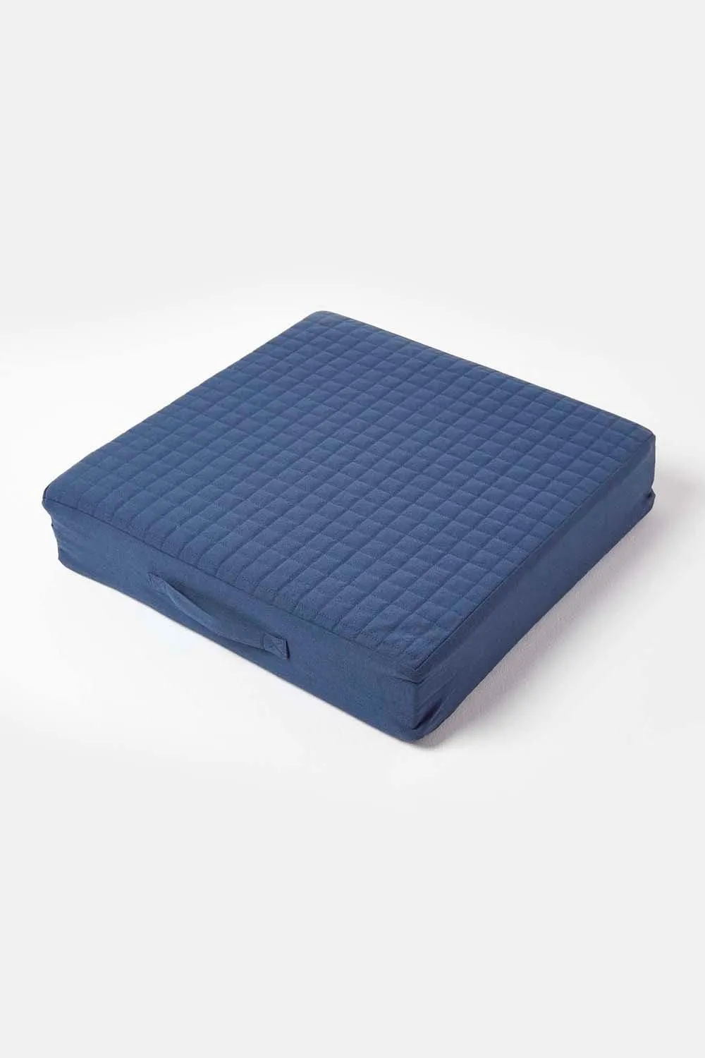 Homescapes Quilted Cotton Armchair Booster Cushion Cover in Navy 4