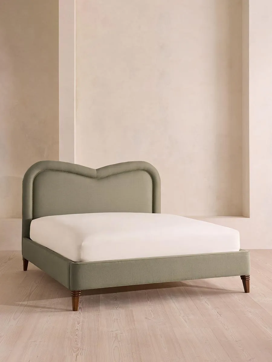 Keira Bed, Super king, Linen, Sage