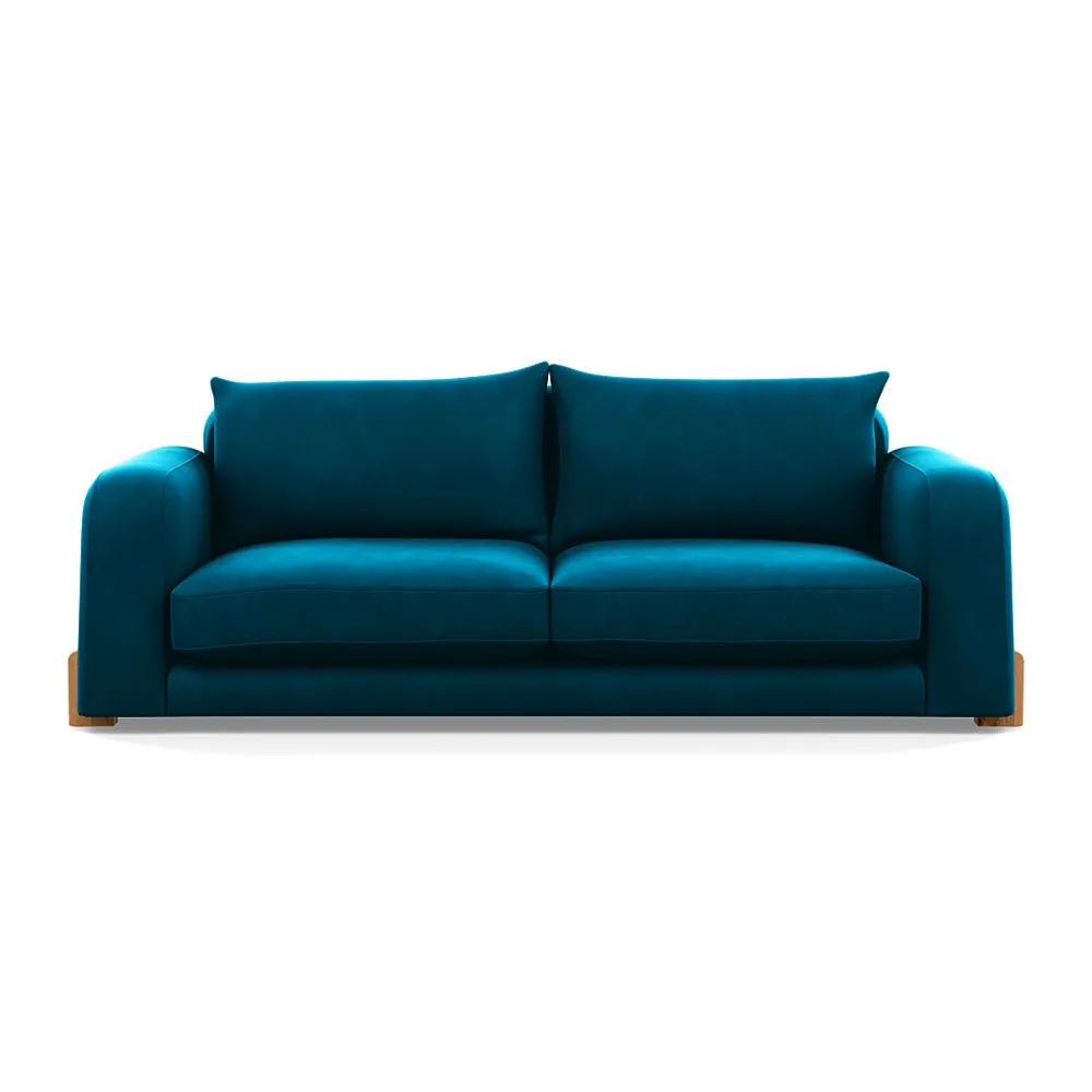 Heal's Nuvola 4 Seater Sofa Velvet Teal Natural Oak Feet 1
