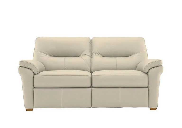 Seattle 2.5 Seater Leather Sofa with Wooden Feet - Cambridge Stone Ok