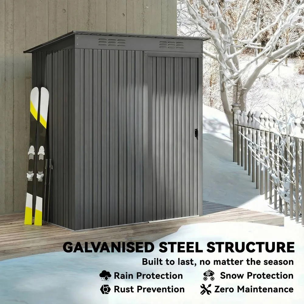 OUTSUNNY Grey, 5 x 3.5ft) Metal Garden Shed with Effortless Assembly in Light Grey 5