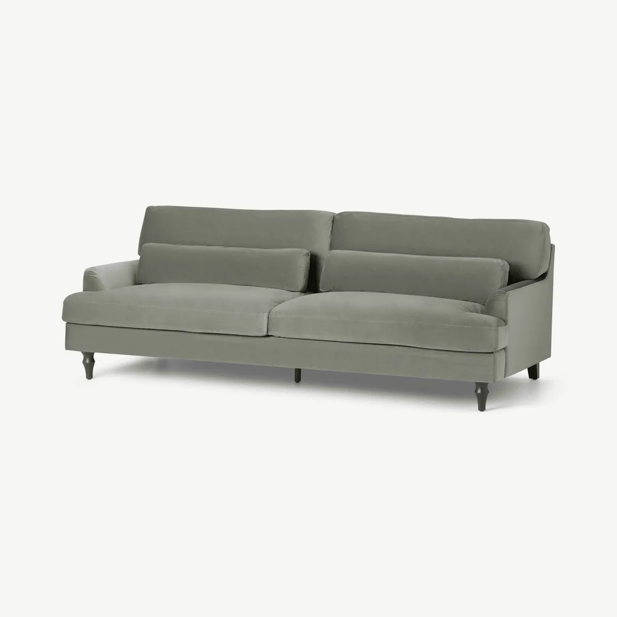 Tamyra 3 Seater Sofa, Sage Green Velvet with Black Legs