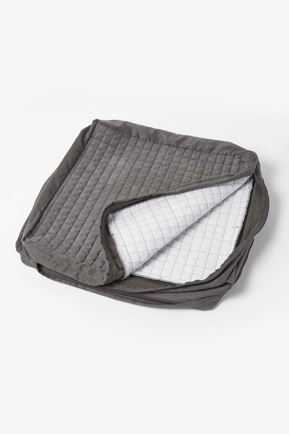 Homescapes Quilted Polyester 3 Seater Orthopaedic Booster Cushion Cover in Grey 3