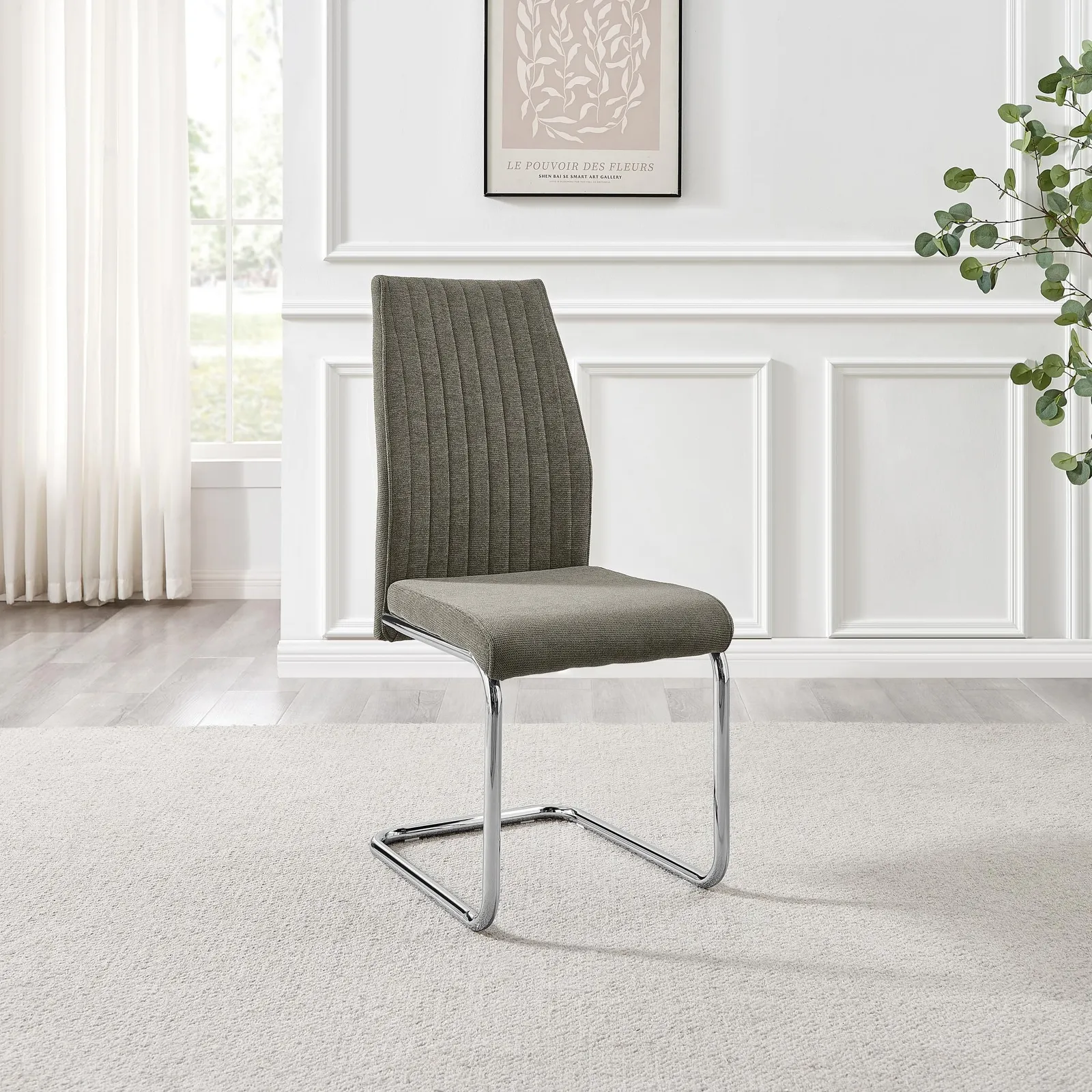 FurnitureboxUK Lorenzo 2x Fabric Silver Leg Dining Chair in Grey 2