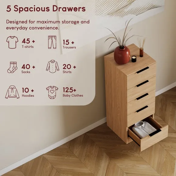 Hayes 5 Drawer Narrow Chest 4
