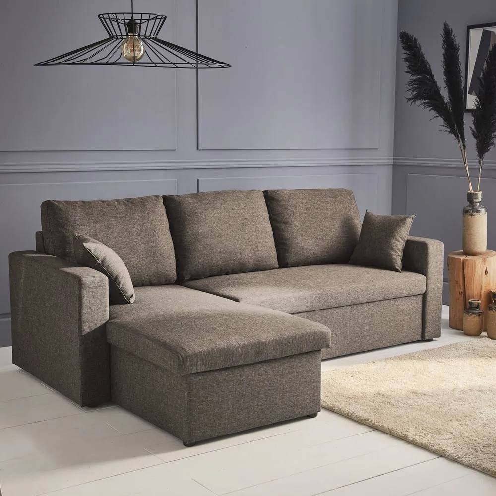 sweeek 3-seater Reversible Corner Sofa Bed With Storage in Taupe 1