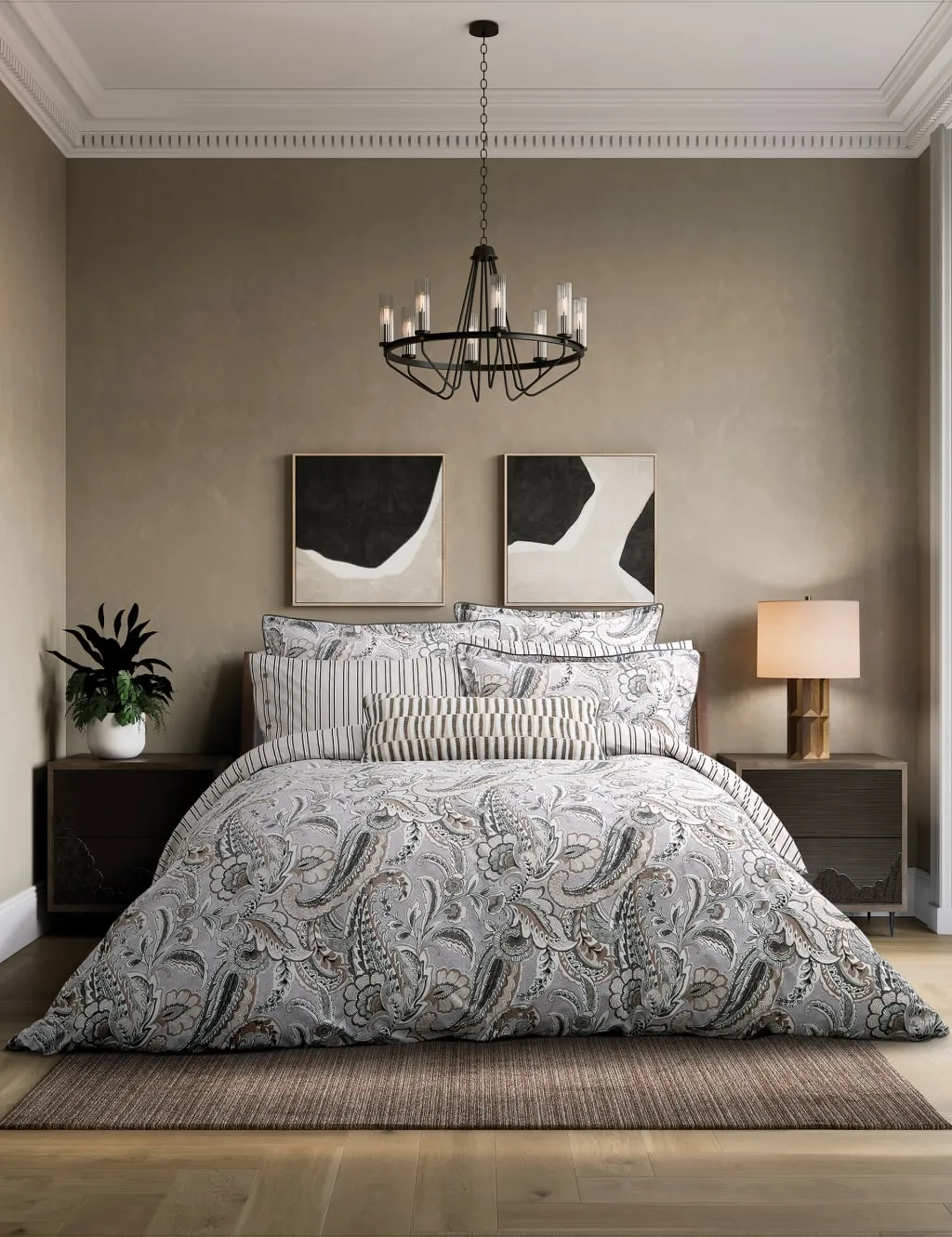 Bedeck of Belfast Pure Cotton Kotana Bedding Set Charcoal Mix