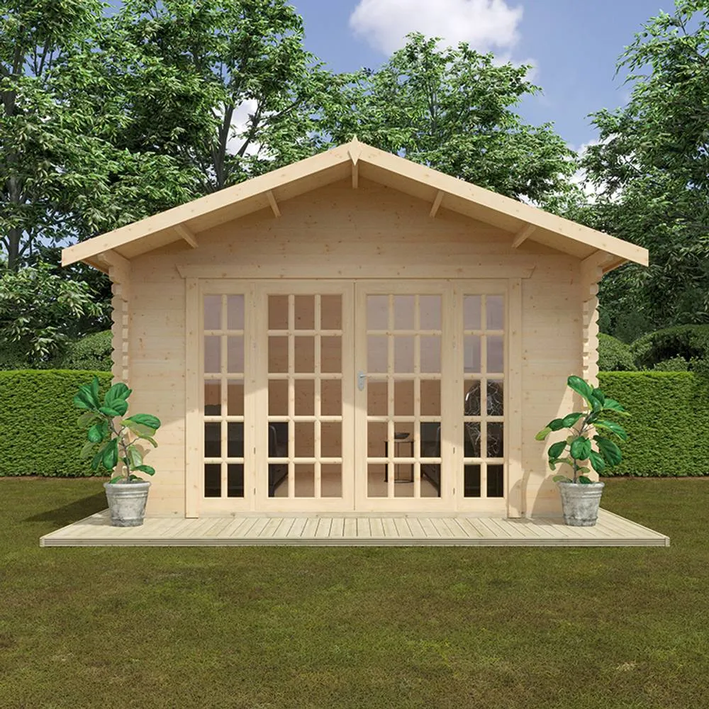 Buttercup Farm 14x14 Balmoral 44mm Cabin - L415 x W415 x H282.2 cm in Natural 3