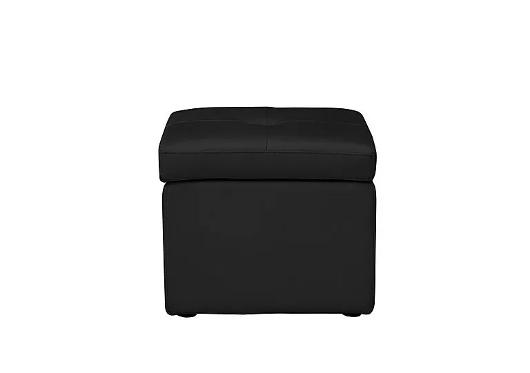 Easy Tray Leather Storage Footstool - Classic Black