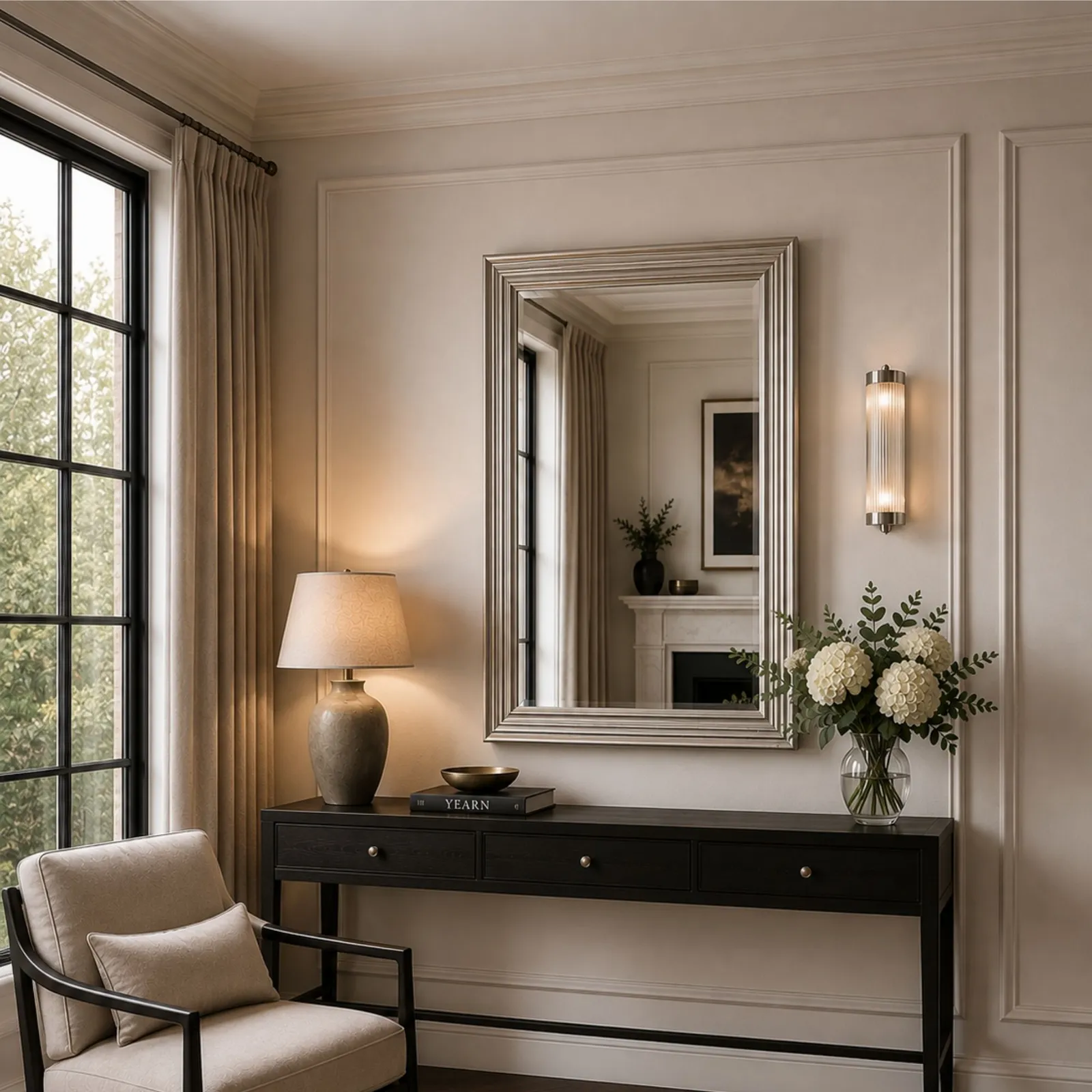 Yearn Mirrors Silvery Champagne Rectangular Mirror 100.5x72.5cm in Metallic Silver 3
