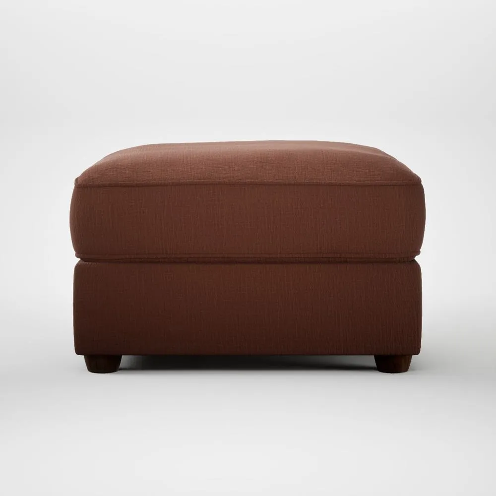 Heal's Tailor Rectangular Footstool Smart Cotton Linen Rust Walnut Stained Feet 2