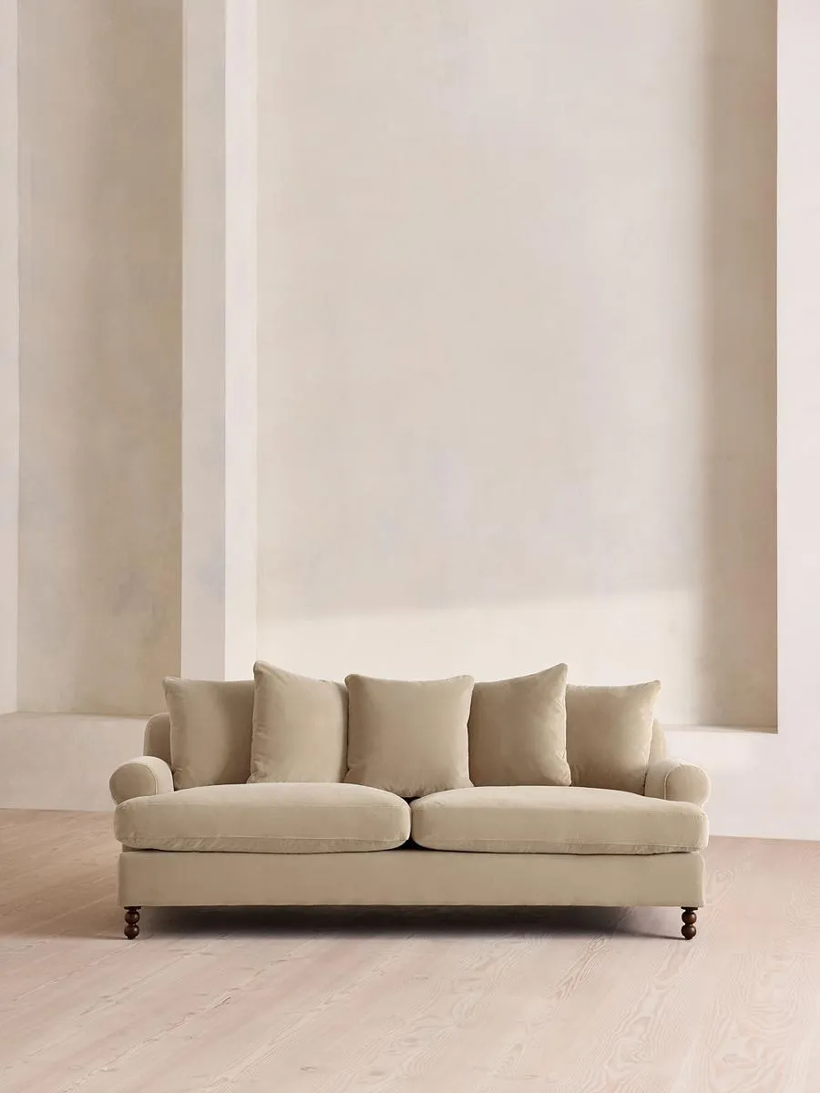 Audrey Three Seater Sofa, Velvet, Oyster