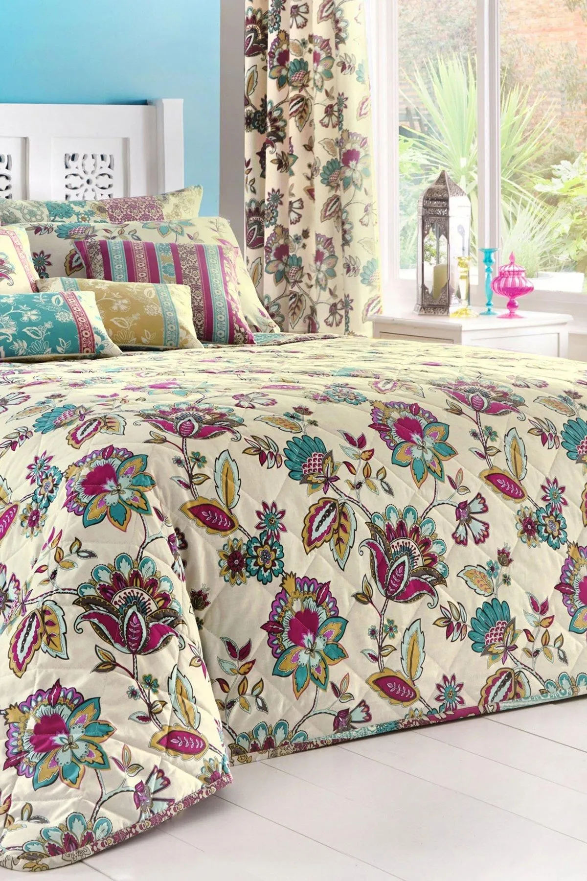 Dreams & Drapes 'Marinelli' Pair of Pencil Pleat Curtains With Tie-Backs in Teal 2