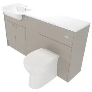 Deccado Benham Soft Suede Left Hand 1500mm Fitted Vanity & Toilet Pan Unit Combination with Left Hand Basin