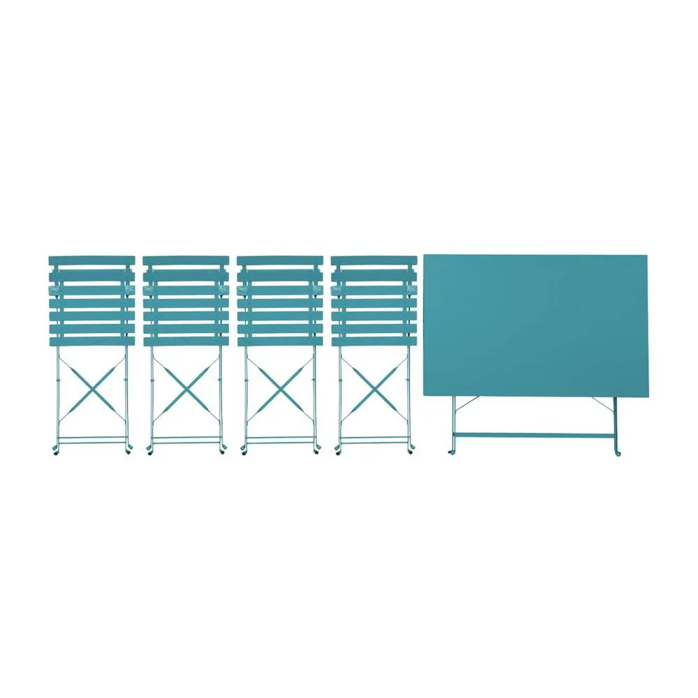 sweeek 4-seater folding metal bistro garden table in Teal 6