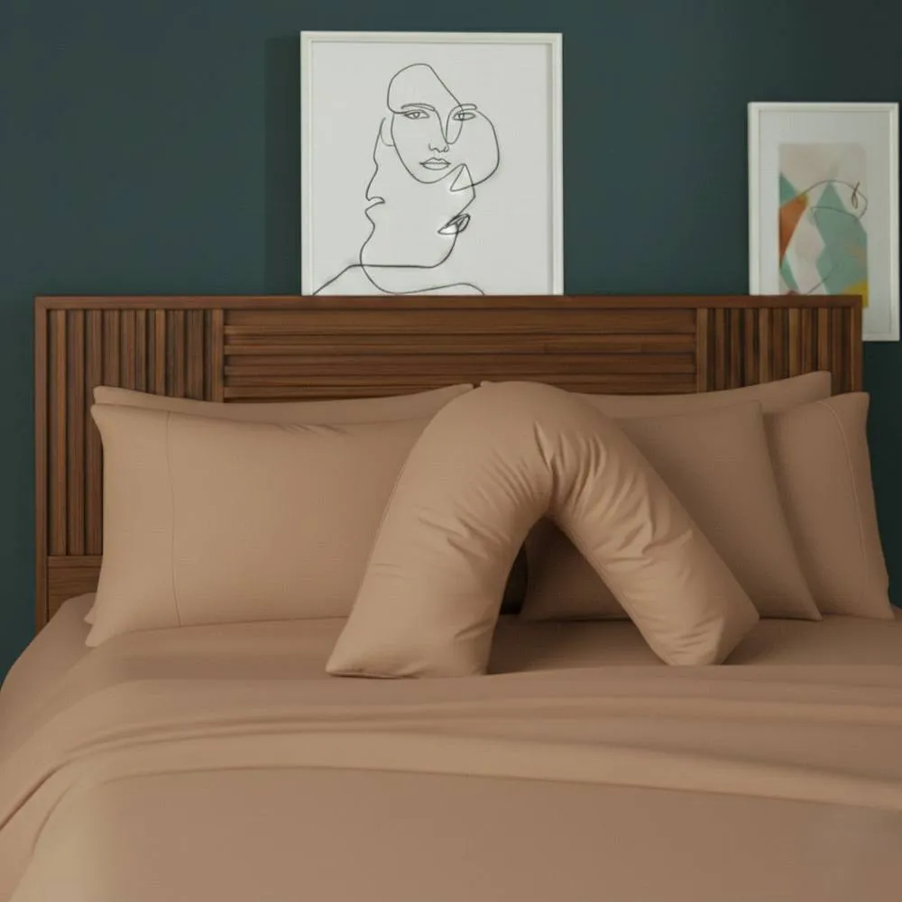 Snug City V Shape Pillowcase for Support Maternity Pillows Polycotton Easy Care in Beige