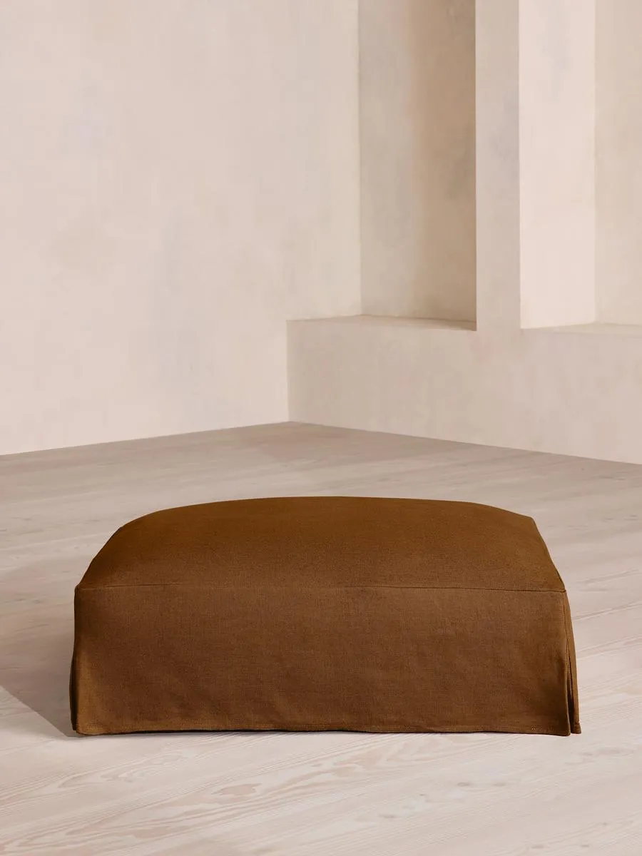 Roma Square Ottoman, Linen, Terracotta