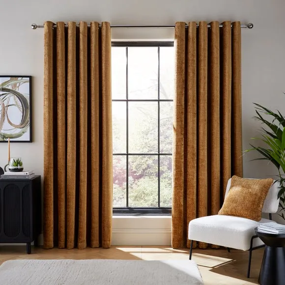 Cashton Chenille Heavyweight Eyelet Curtains 2