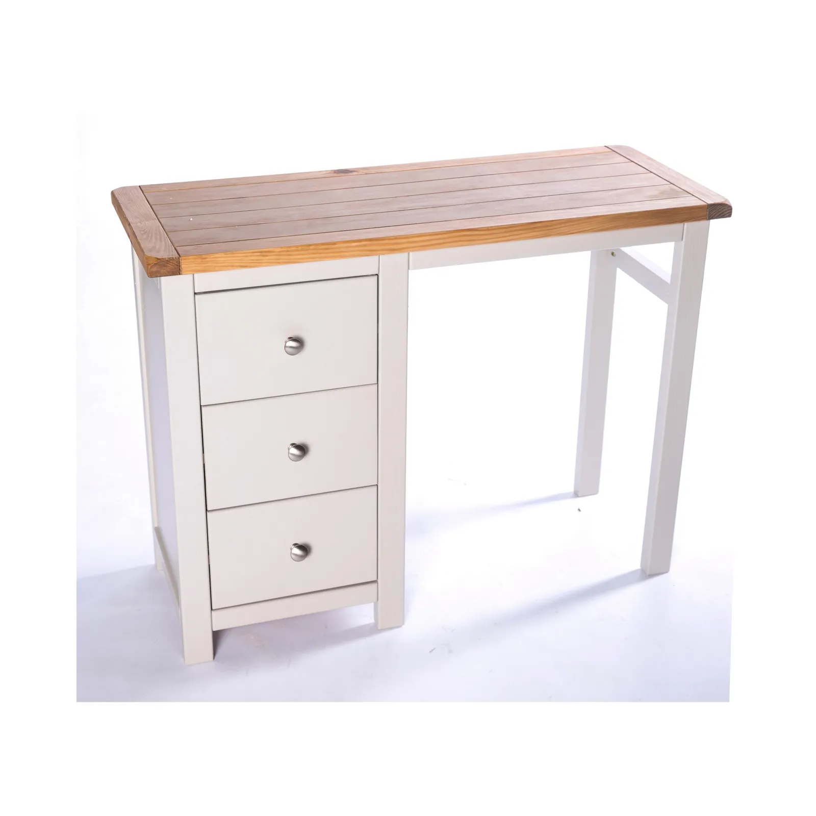 Cabinet Bits Argenta 3 Drawer Dressing Table Set Chrome Knob in Light Grey 3