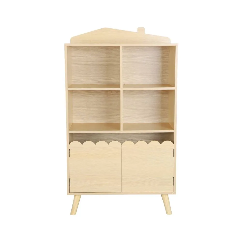 sweeek Children's pine wood library 2 doors 4 shelves in Beige 6