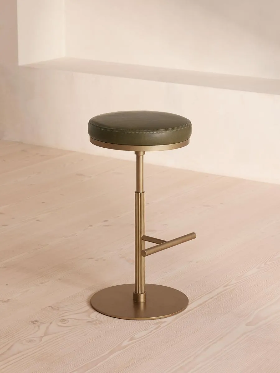 Wardell Barstool, Leather, Moss