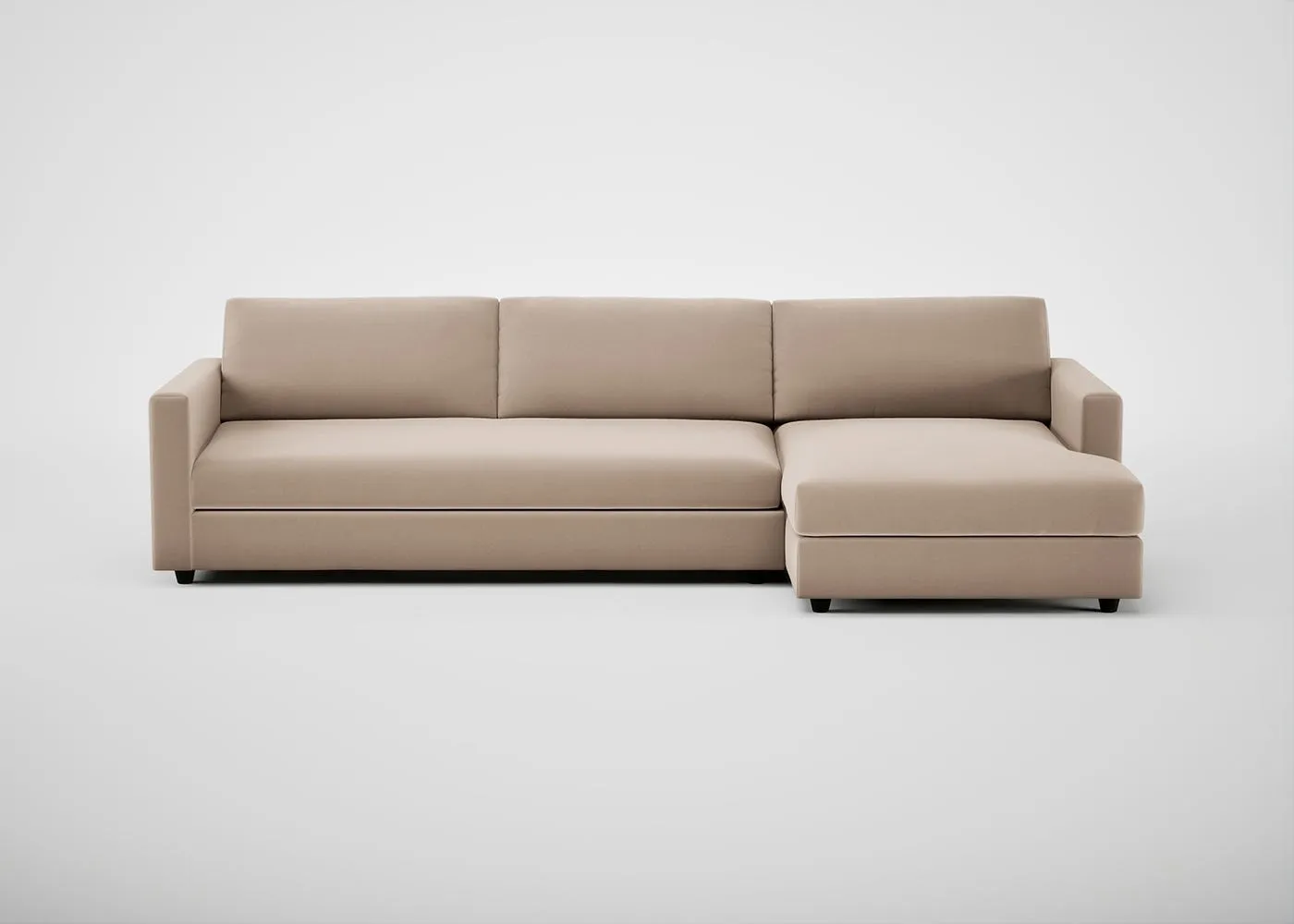 Heal's Nimbus II RHF 4 Seater Corner Chaise Smart Velvet Pebble Black Feet 1