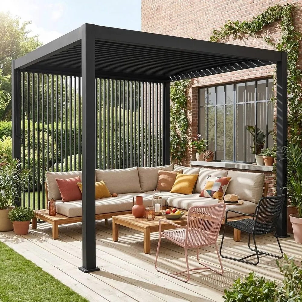 sweeek Set of 3 vertical louvers 100cm for bioclimatic pergola Triomphe in Dark Grey