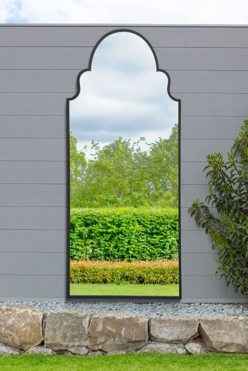 MirrorOutlet Black Framed Arched Leaner/Wall Garden Mirror 79" x 33" (200x85CM) 2
