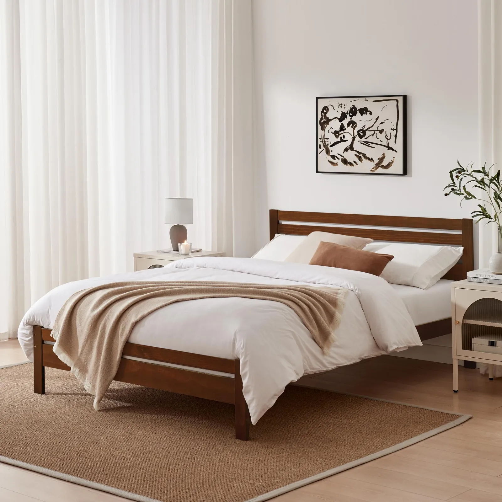 FurnitureboxUK Declan Solid Pine King Size Bed Frame in Walnut