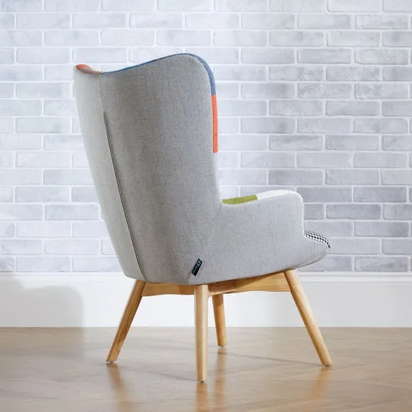 Sloane Patchwork Occasional Armchair with Footstool 4
