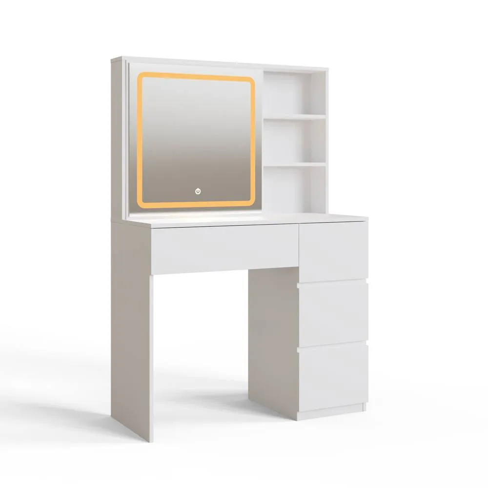 GFW Maeve Sliding Mirror Dressing Table With Hidden Storage in White 2