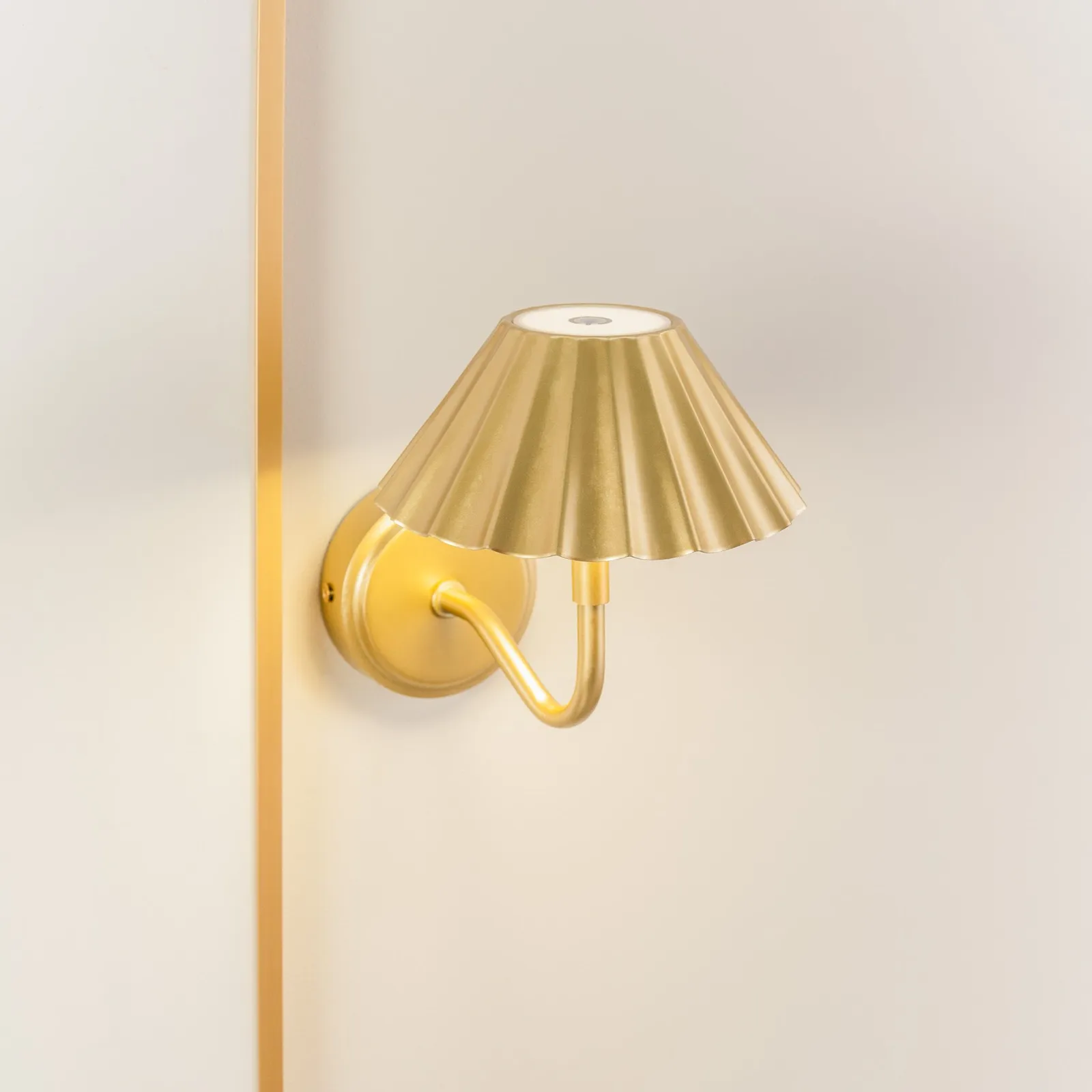 ValueLights Avery Set of 2 Rechargeable Easy Fit Wall Light Fittings in Gold 1