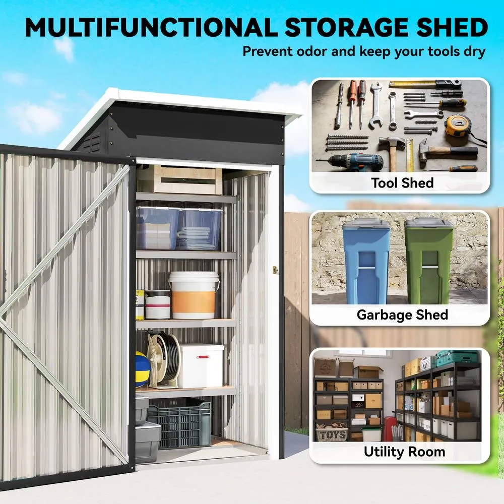 OUTSUNNY 3.5 x 3 ft Metal Storage Shed with Lockable Door for Patio in Dark Grey 4