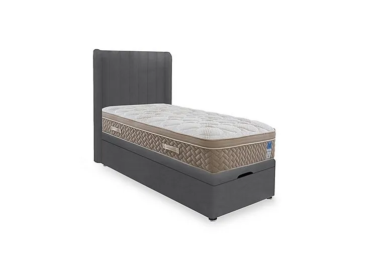 PlushTech End Lift Ottoman Divan Set - Small Single - Plush Dark Grey
