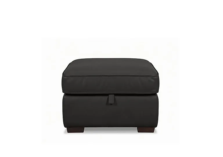 Relax Leather Storage Footstool - Black - Living Room Furniture - In Time for Christmas