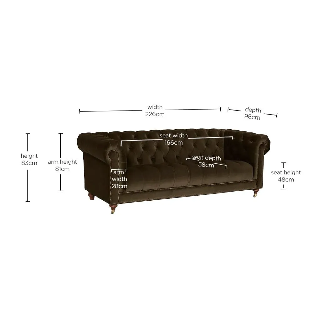 Ullswater 3.5 Seater Chesterfield Sofa, Green Velvet | Barker & Stonehouse 4