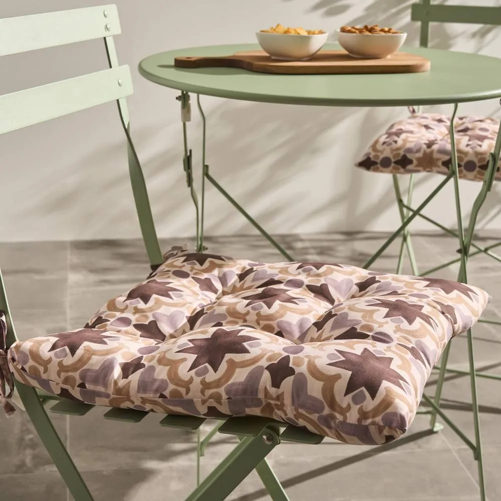 OHS 2 x Tiles Garden Chair Cushions Outdoor Seat Pads