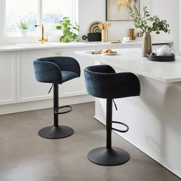 Talullua Height Adjustable Bar Stool, Luxe Chenille 2