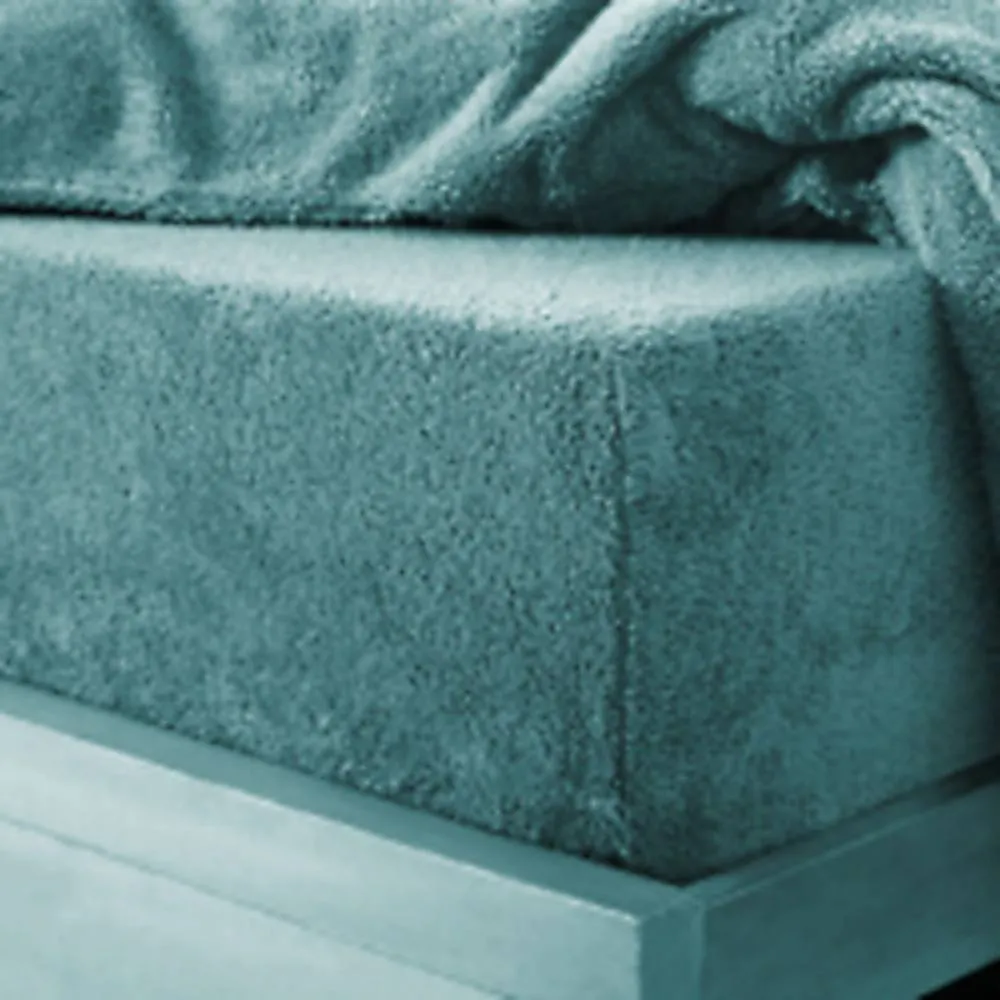 Homes-Linen Extra Deep Teddy Fleece Fitted Sheet 30cm Cosy Teddy Bear Bedding in Teal
