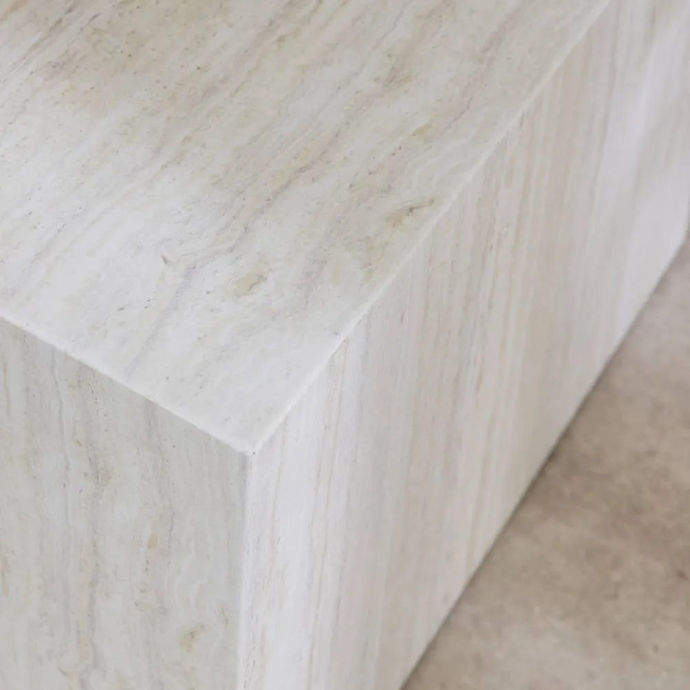 sweeek Pair Of Square Coffee Tables With Marble Effect in White 6