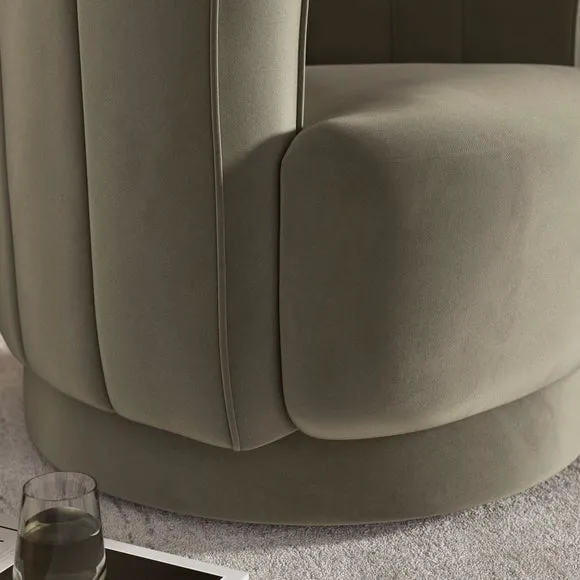 Carmen Quilted Velvet Swivel Chair 4