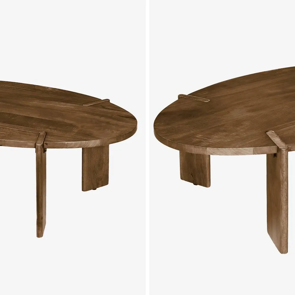 sweeek Oval Coffee Table In Solid Mango Wood in Dark Brown 3