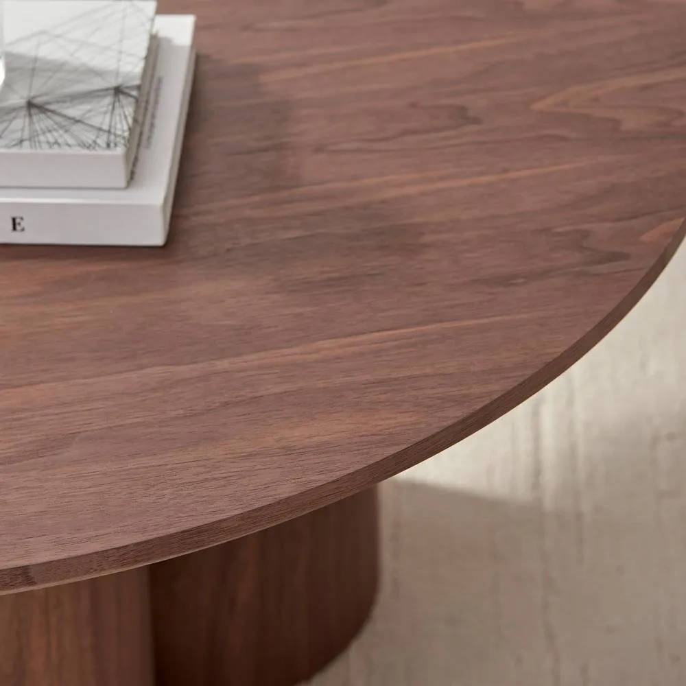 FurnitureboxUK Sutton Round Walnut Veneer Wood Coffee Table 5