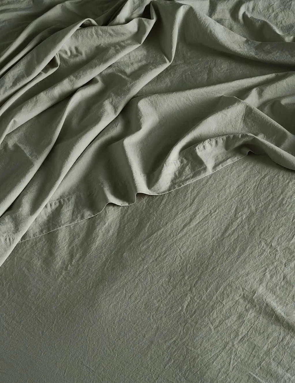 Bedfolk Washed Cotton 300 Thread Count Flat Sheet Khaki